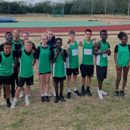 group of students on an athletics track